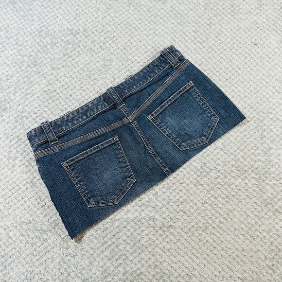 vintage ultra micro mini low rise dark wash jean denim mini skirt loft 8 - Picture 3 of 6